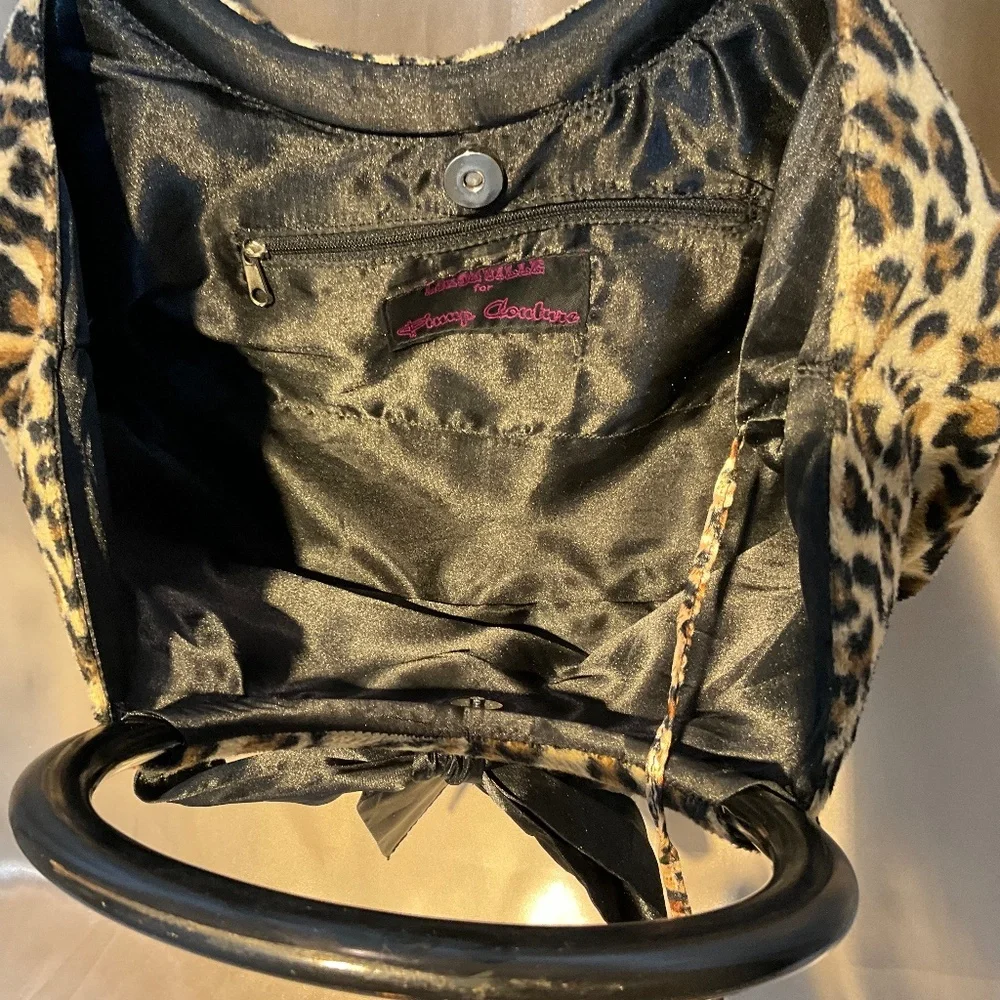 Lux de Ville Leopard Print Satchel with Black Bow and Black Handles